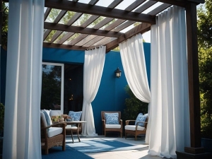 Outdoor Patio With Pergola Curtains