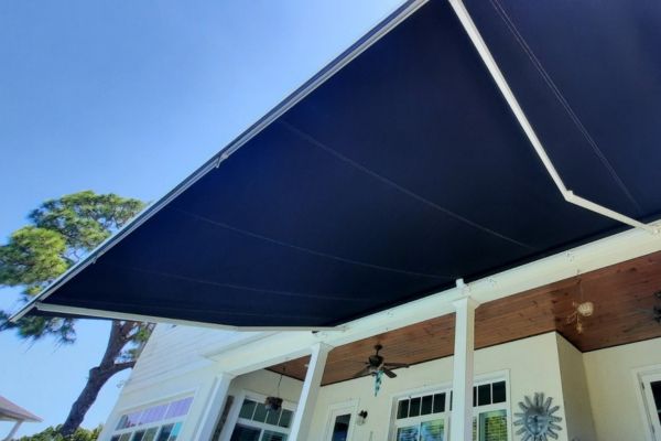 Black Retractable Awning underside of black retractable awning