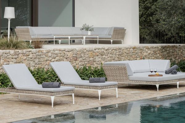 Skyline Brafta Lounge Chair Beige lounge chairs and sofa with light grey cushions