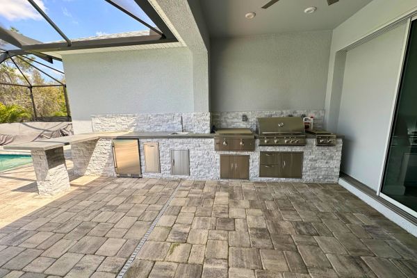 Outdoor Kitchen with White Slab