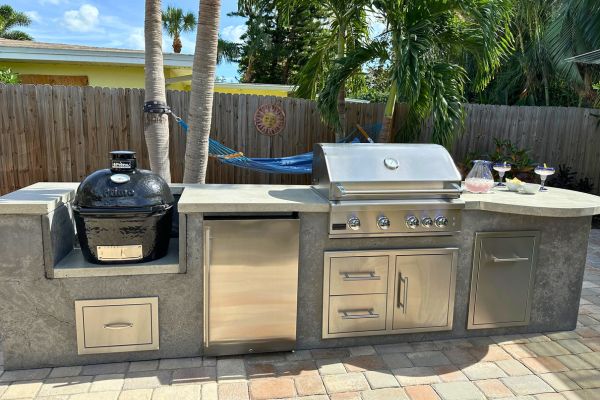 Outdoor Kitchen with Grey Counters