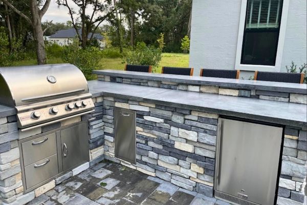 Grey Masonry Outdoor Kitchen