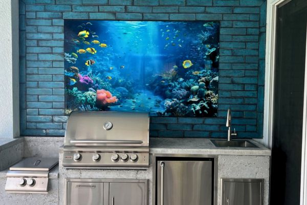 Outdoor Kitchen With TV