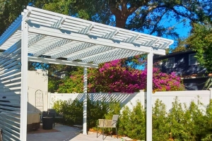 White lattice style pergola