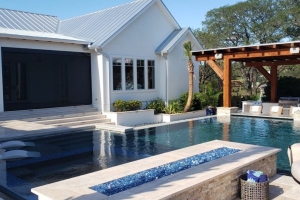 Black poolside shade screen